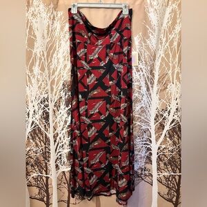 NWT LuLaRoe Red and Black Feather Maxi Skirt